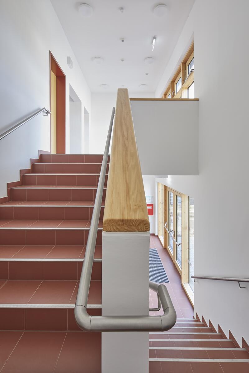 Detailansicht des im Treppenhauses verbauten Geländer