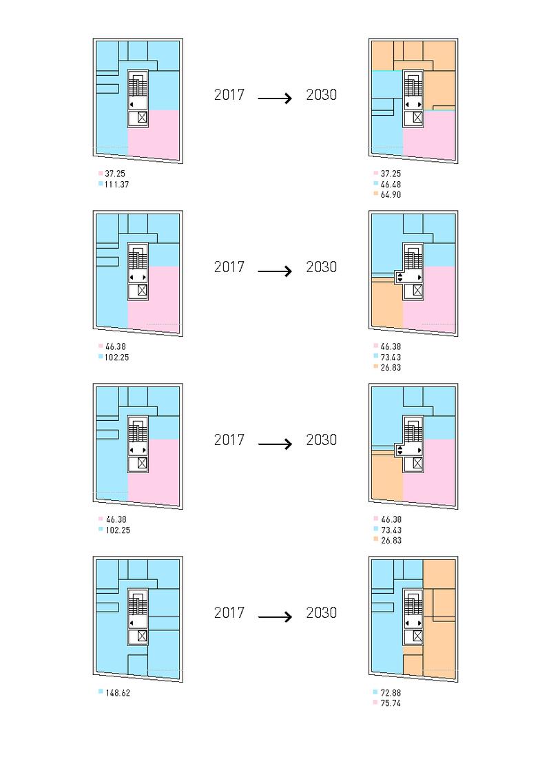 Eine Grafik demonstriert die mögliche Umgestaltung der Grundrisse